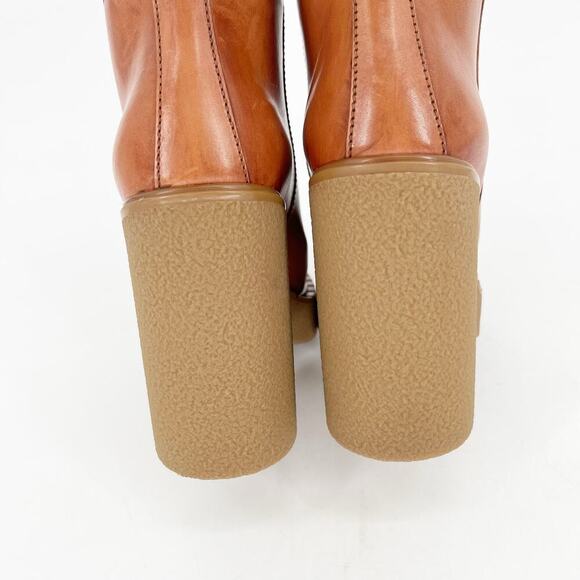 NWB Prada Cognac Shearling Lined Platform Chunky Block Heel Tall Boot IT 38 - Picture 10 of 15